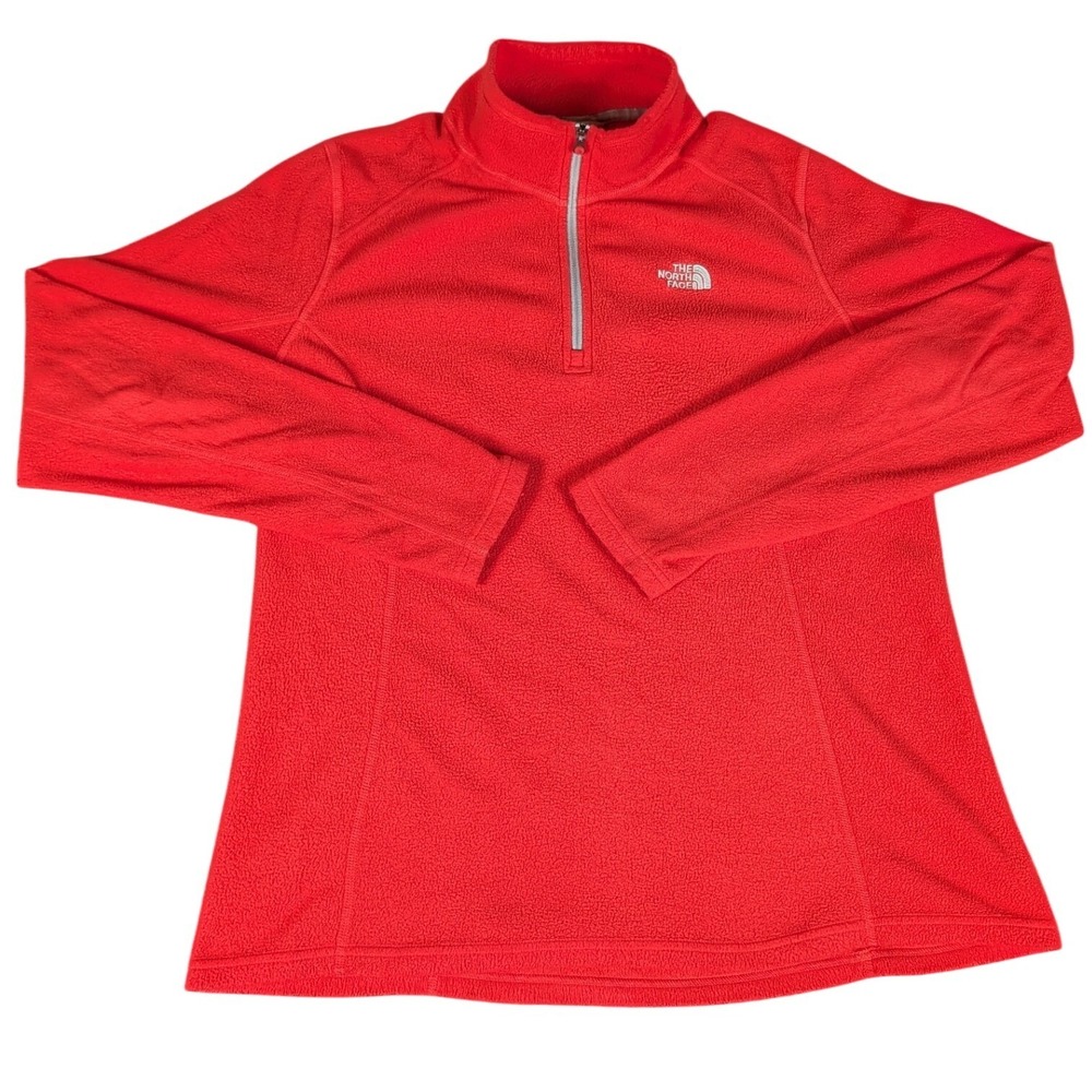 The North Face Womens Red TKA 100 Fleece 1/4 Zip Pullover Jacket XL